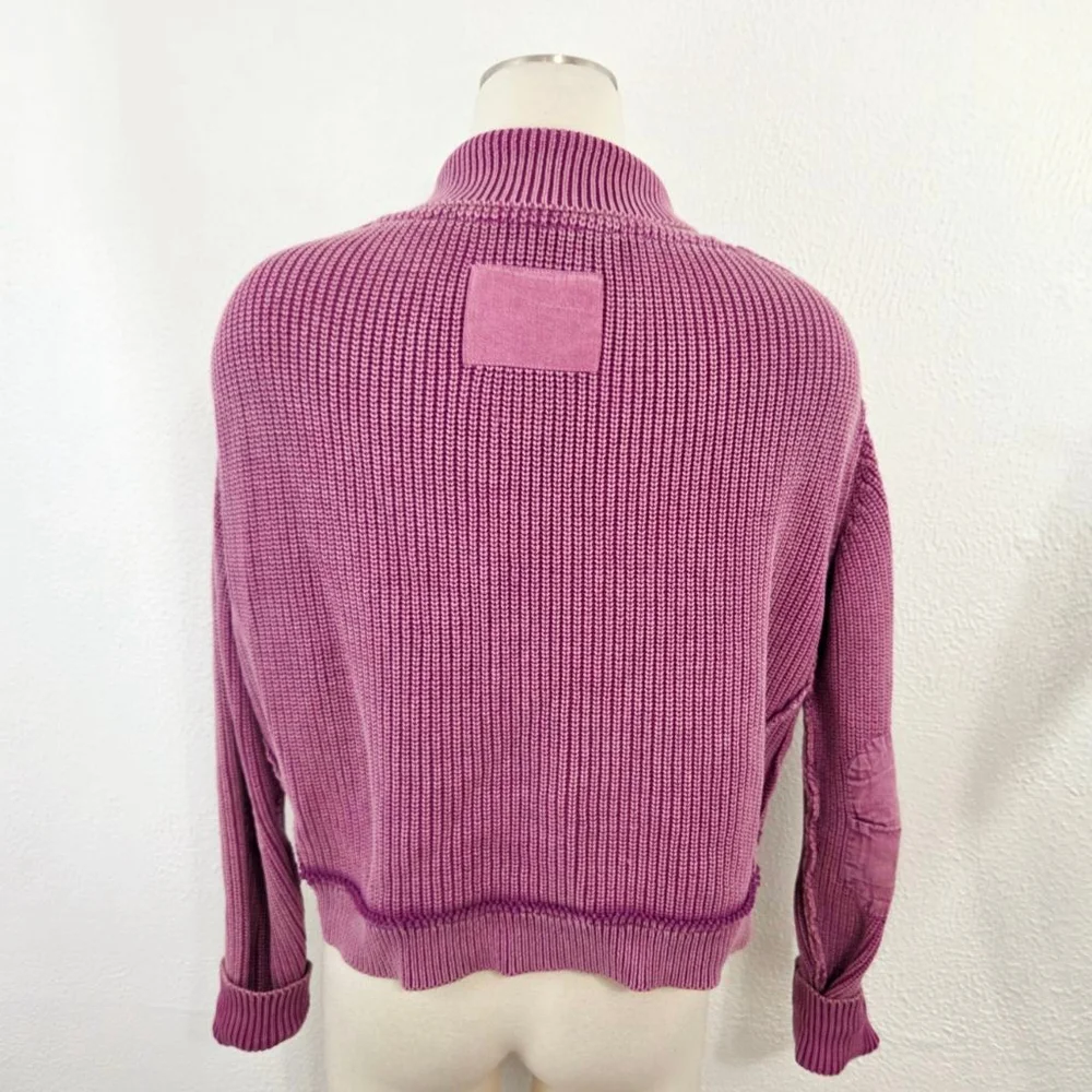 Free People Women's Worn Thru Surplus Cardigan sweater bubblegum pink size small - Picture 4 of 8